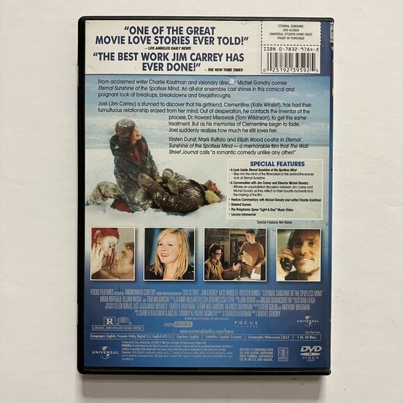 Eternal Sunshine Of The Spotless Mind Jim Carrey Kate Winslet DVD - Picture 3 of 6